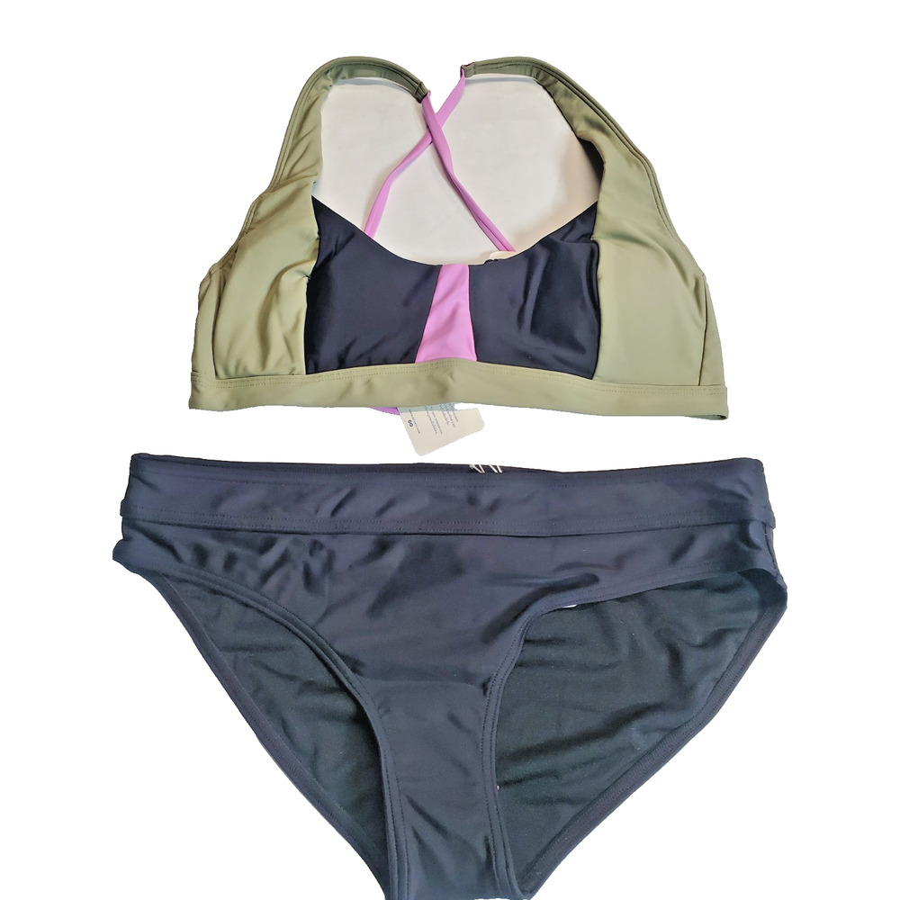 NEW Prana Womens Large Bikini Rumba Bottoms &‎ TULUM TOP Swimsuit Set Black